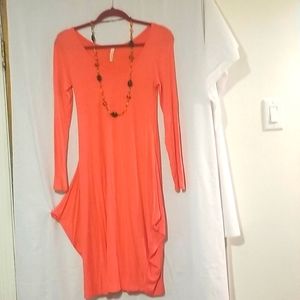 Peach dress with necklace
